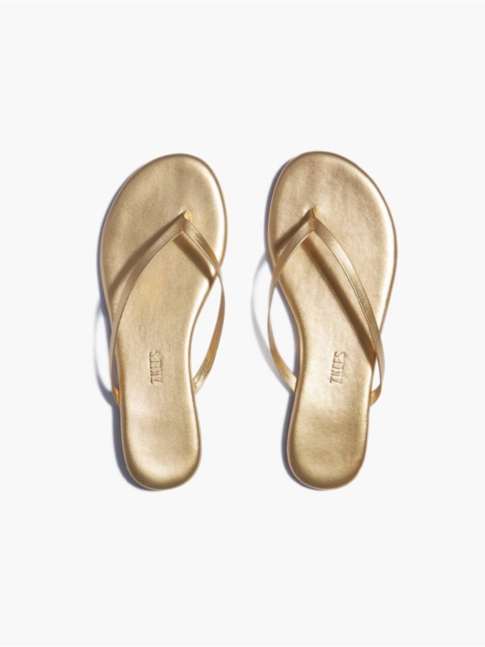 TKEES Metallic Gold Leather Flip Flop Sandals